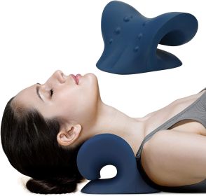 Neck and Shoulder Relaxer;  Cervical Traction Device for TMJ Pain Relief and Cervical Spine Alignment;  Chiropractic Pillow Neck Stretcher(Blue) - lak
