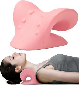 Neck and Shoulder Relaxer;  Cervical Traction Device for TMJ Pain Relief and Cervical Spine Alignment;  Chiropractic Pillow Neck Stretcher(Blue) - pin