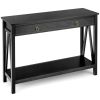 Console Table with Drawer Storage Shelf for Entryway Hallway - Black