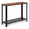 Wood Console Sofa Table with Adjustable Feet and Storage Shelf - Black
