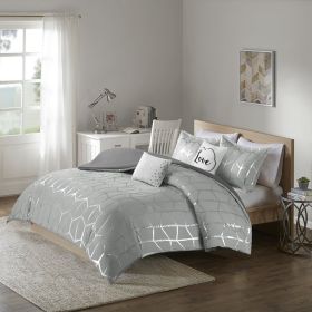 Metallic Printed Duvet Cover Set - as Pic