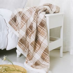 Plaid Flannel Sherpa Throw Blanket - as Pic