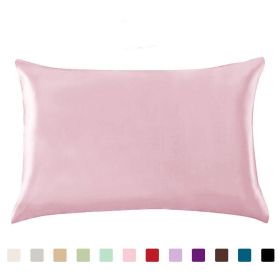 Pillowcase Satin Solid Color Simulation Silk Single Pillowcase Ice Silk Pillowcase - Pink - 20 X36inches-1PC