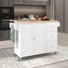 Rolling Mobile Kitchen Island with Solid Wood Top and Locking Wheels,52.7 Inch Width,Storage Cabinet and Drop Leaf Breakfast Bar,Spice Rack, Towel Rac