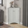 Triangle Bathroom Storage Cabinet with Adjustable Shelves, Freestanding Floor Cabinet for Home Kitchen - Gray
