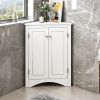 Triangle Bathroom Storage Cabinet with Adjustable Shelves, Freestanding Floor Cabinet for Home Kitchen - White