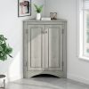 Triangle Bathroom Storage Cabinet with Adjustable Shelves, Freestanding Floor Cabinet for Home Kitchen - Oak