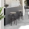 Backless Adjustable Height Bar Stools with Metal Legs;  Oak seat;  Set of 2 - Walnut