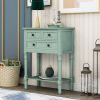 Narrow Console Table, Slim Sofa Table with Three Storage Drawers and Bottom Shelf for Living Room, Easy Assembly  - Antique Blue