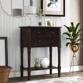 Narrow Console Table, Slim Sofa Table with Three Storage Drawers and Bottom Shelf for Living Room, Easy Assembly  - Espresso