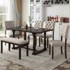6-Piece Dining Table and Chair Set with Special-shaped Legs and Foam-covered Seat Backs&Cushions for Dining Room - Espresso
