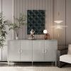 Stylish and Functional 4-Door Storage Cabinet with Pine Legs and MDF, for Living Room Bedroom,and Kitchen - Champagne