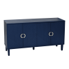 Stylish and Functional 4-Door Storage Cabinet with Pine Legs and MDF, for Living Room Bedroom,and Kitchen - Navy Blue