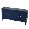 Stylish and Functional 4-Door Storage Cabinet with Pine Legs and MDF, for Living Room Bedroom,and Kitchen - Navy Blue