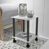 1-Piece Side Table ;  2-Tier Space End Table ; Modern Night Stand;  Sofa table;  Side Table with Storage Shelve - White+Black