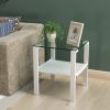 Glass two layer tea table;  small round table;  bedroom corner table;  living room white side table - White