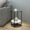 2-layer Tempered Glass End Table;  Round Coffee Table for Bedroom Living Room Office - Transparent