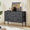 Dresser for Bedroom with 5 Drawers, Wide Chest of Drawers, Fabric Dresser, Storage Organizer Unit with Fabric Bins for Closet, Living Room, Hallway, N