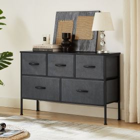 Dresser for Bedroom with 5 Drawers, Wide Chest of Drawers, Fabric Dresser, Storage Organizer Unit with Fabric Bins for Closet, Living Room, Hallway, N