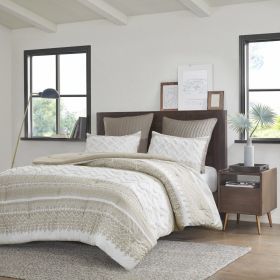 3 Piece Cotton Comforter Set with Chenille Tufting - as Pic