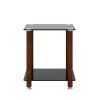 1-Piece Side Table ;  2-Tier Space End Table ; Modern Night Stand;  Sofa table;  Side Table with Storage Shelve - Black + Walnut