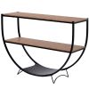 Rustic Industrial Design Demilune Shape Textured Metal Distressed Wood Console Table - Brown