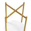2-layer End Table with Tempered Glass and Marble Tabletop;  Round Coffee Table with  Metal Frame for Bedroom Living Room Office - White+Golden+Marble