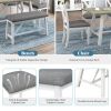 6 Piece Dining Table Set Wood Dining Table and chair Kitchen Table Set with Table;  Bench and 4 Chairs;  Rustic Style; White+Gray - White+Gray