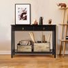 Console Table with Drawer Storage Shelf for Entryway Hallway - Black