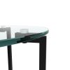 2-layer Tempered Glass End Table;  Round Coffee Table for Bedroom Living Room Office - Transparent