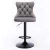 Modern Upholstered Bar Stools with Backs Comfortable Tufted for Home Pub and Kitchen Island(Gray; Set of 2) - Gray - Gray