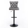 Modern Upholstered Bar Stools with Backs Comfortable Tufted for Home Pub and Kitchen Island(Gray; Set of 2) - Gray - Gray
