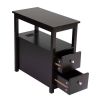 Transitional Nightstand with USB Charging Station, Wooden End Table Bedside Table, 2-Drawer Home&Kitchen Storage Cabinet - brown