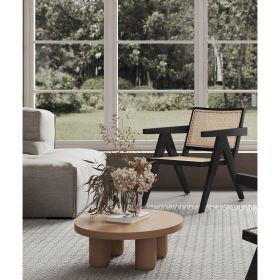 Manhattan Comfort Hamlet Accent Chair in Black and Natural Cane
