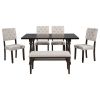 6-Piece Dining Table and Chair Set with Special-shaped Legs and Foam-covered Seat Backs&Cushions for Dining Room - Espresso