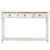 Console Table Sofa Table with Drawers for Entryway with Projecting Drawers and Long Shelf - Antique White