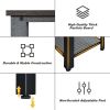 Wood Console Sofa Table with Adjustable Feet and Storage Shelf - Silver