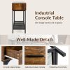2 Drawers Console Table with Metal Frame for Living Room - Rustic Brown