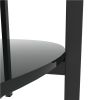 2-layer Tempered Glass End Table;  Round Coffee Table for Bedroom Living Room Office - Black