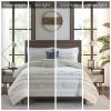5 Piece Printed Seersucker Comforter Set with Throw Pillows - as Pic