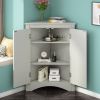 Triangle Bathroom Storage Cabinet with Adjustable Shelves, Freestanding Floor Cabinet for Home Kitchen - Gray