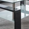 Artisan Center Coffee Table, Tempered Glass Top Stainless Steel Legs for Living Room, 37"Lx22"Dx16"H - Black