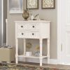 Narrow Console Table, Slim Sofa Table with Three Storage Drawers and Bottom Shelf for Living Room, Easy Assembly  - Ivory