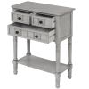Narrow Console Table, Slim Sofa Table with Three Storage Drawers and Bottom Shelf for Living Room, Easy Assembly  - Gray Wash