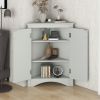Triangle Bathroom Storage Cabinet with Adjustable Shelves, Freestanding Floor Cabinet for Home Kitchen - Gray
