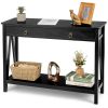 Console Table with Drawer Storage Shelf for Entryway Hallway - Black