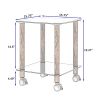 1-Piece Side Table ;  2-Tier Space End Table ; Modern Night Stand;  Sofa table;  Side Table with Storage Shelve - Black + Walnut