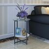 2-layer Tempered Glass End Table;  Round Coffee Table for Bedroom Living Room Office - Transparent