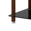 1-Piece Side Table ;  2-Tier Space End Table ; Modern Night Stand;  Sofa table;  Side Table with Storage Shelve - Black + Walnut