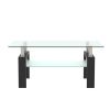 Rectangle Black Glass Coffee Table, Clear Coffee Table,Modern Side Center Tables for Living Room, Living Room Furniture - Black
